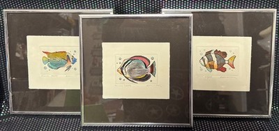 3 Dan Mitra Color Etching Art Pieces Numbered Signed Imperial Clown Rainbow Fish