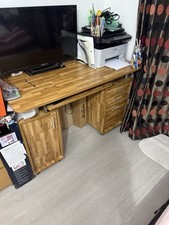 IKEA PC Desk with Sliding Keyboard Shelf Solid Oak Wood