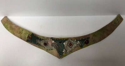 Leatherock Nina Arjani Vintage 90s Olive Lizard Embossed Belt 30 90s Leatherock Turquoise Belt Nina Arjani Designer Wide  main image 3