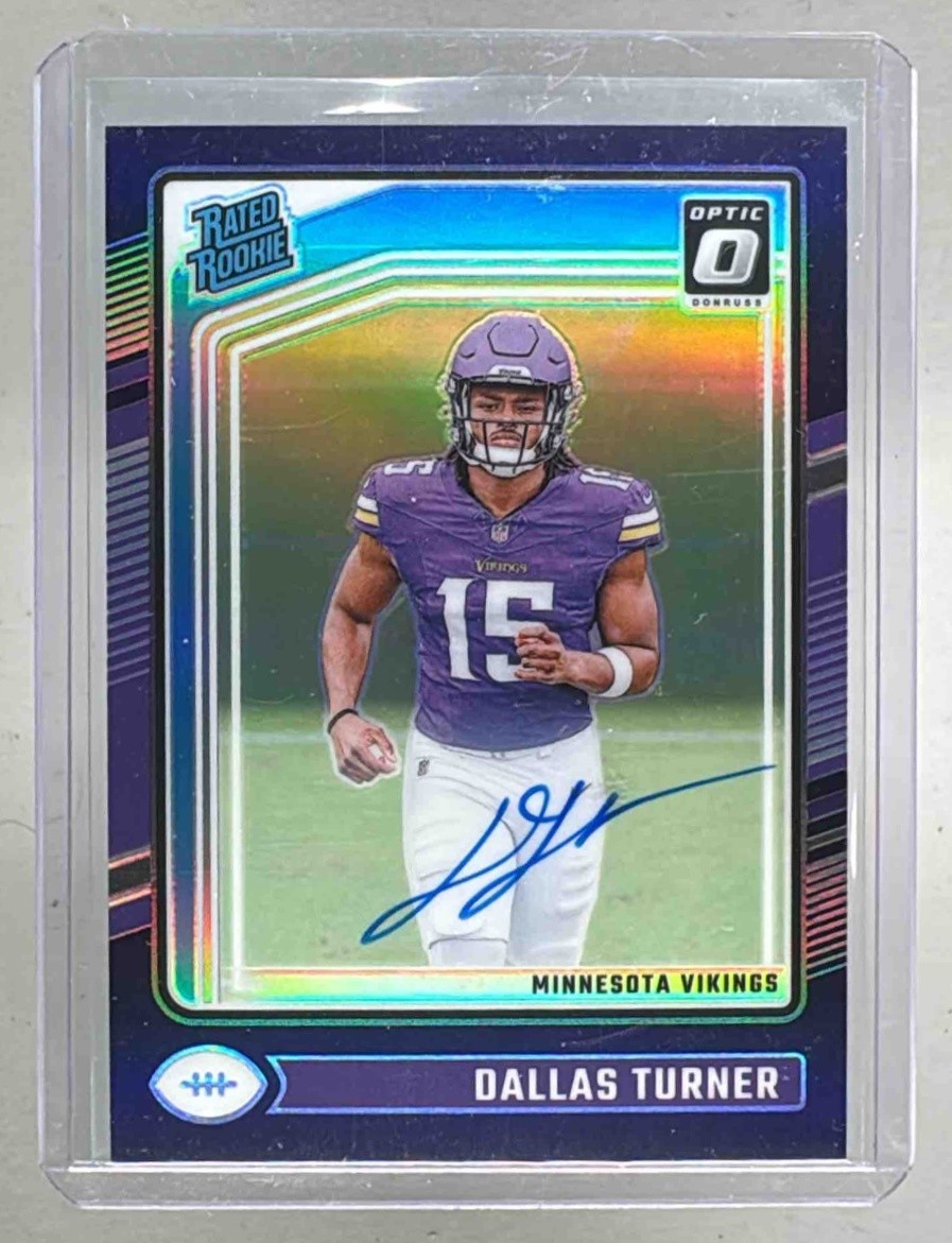 Dallas Turner 2024 Panini Donruss Optic #224 Purple Rated Rookie RPS Auto /35