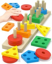 20-Piece Montessori Stacking Puzzle for Toddlers: Non-Toxic Wooden Sensory Toy