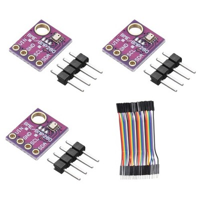 3 Pcs Bme280-4pin 5V Atmospheric Pressure Sensor Module with Header Pins & Wire