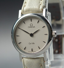 1995 Near MINT OMEGA De Ville 23mm 595.1111 Quartz Silver Dial Women's Vintage