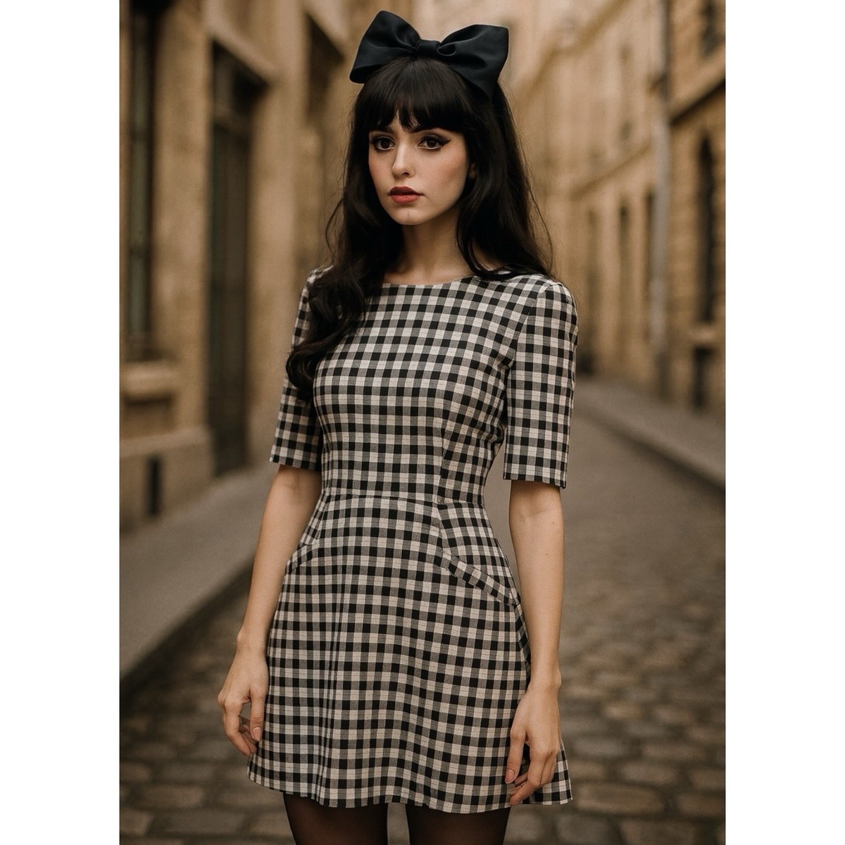 cream tartan dress Navy and Cream Tartan Check Cora Midi Dress