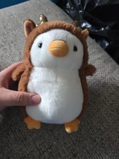 Aurora Pompom Holiday Penguin Plush Cosplay Reindeer Gold Antlers Brown 8"