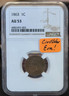 1863 NGC AU53 Indian Head Cent Philadelphia Indian Head