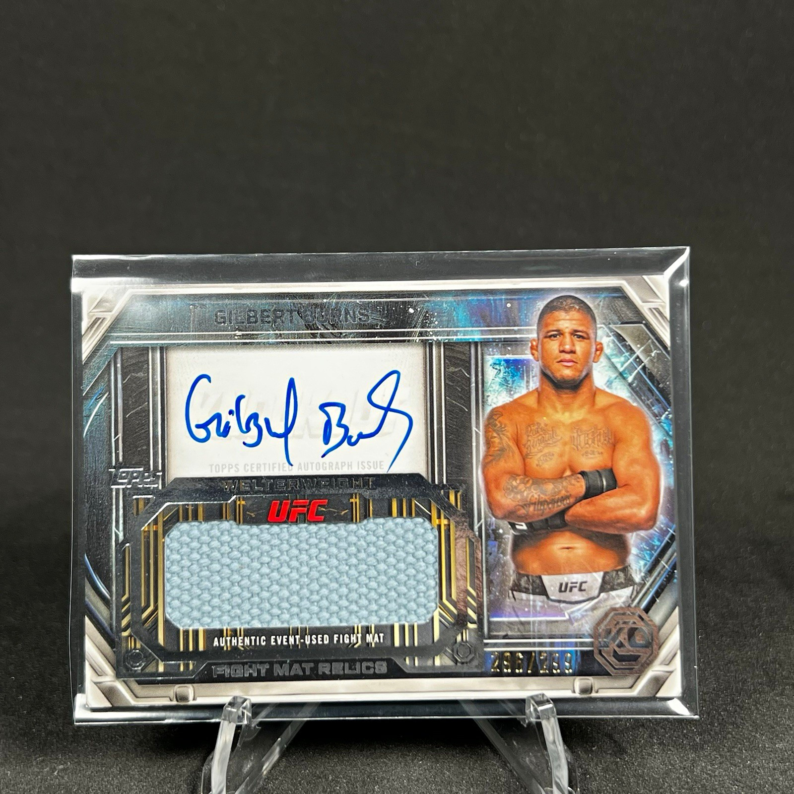 Topps 2026 UFC Knockout Gilbert Burns Auto Fight Mat Relic AFM-GB /299