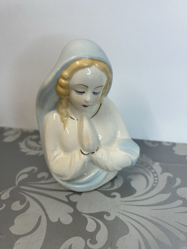 Mid Century Virgin Mary Head vase/planter. Glazed Ceramic Beautiful Piece! - 第 1/13 張圖片