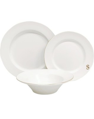 COLLECTIVE HOME Luxurious Gold-Edged Ceramic Dinnerware Set with Monogram ''S''