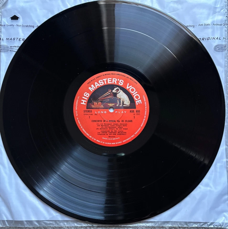 Elgar - Cello Concerto - Sea Pictures - Du Pré - Baker - EMI stereo LP ASD 655 - Image 3 of 4