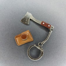 Hatchet Ax In Case Metal Miniature 2.5" Keychain 