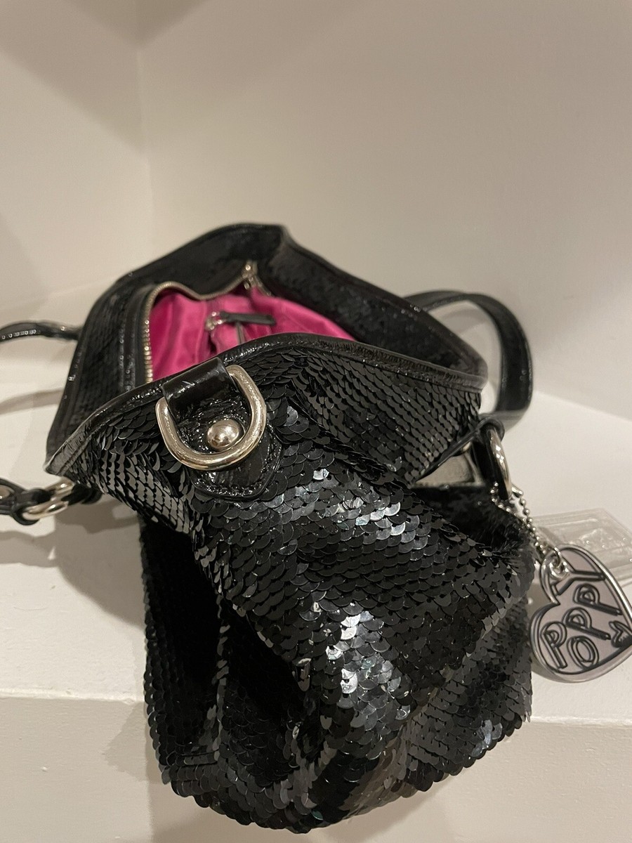 AUTHENTIC COACH POPPY ROCKER SEQUIN SATCHEL BAG PURSE_MIDNIGHT 