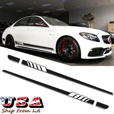 Black Side Skirt Racing Stripes Vinyl Decal Sticker For Mercedes A C CLA E S CLS