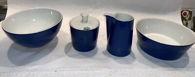 4 pieces Arzberg TRIC OCEAN: sugar bowl, creamer and 2 bowls Sieger design 