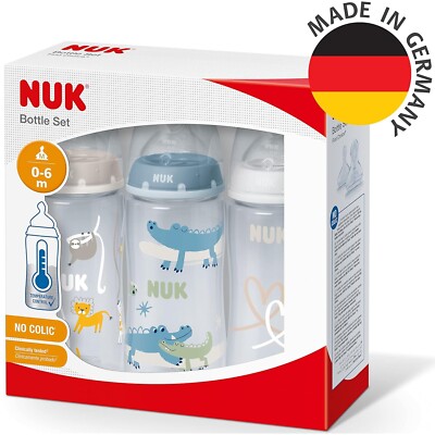 NUK First Choice+ Babyflasche Set 3er Pack 0-6 Monate 300ml Anti-Colic BPA-frei