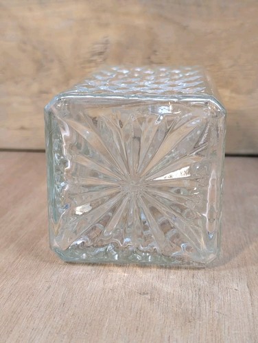 Vintage quadratische Form Diamantmuster geschliffenes Glas Spirituosendekanter + Stopper - Bild 9 von 10