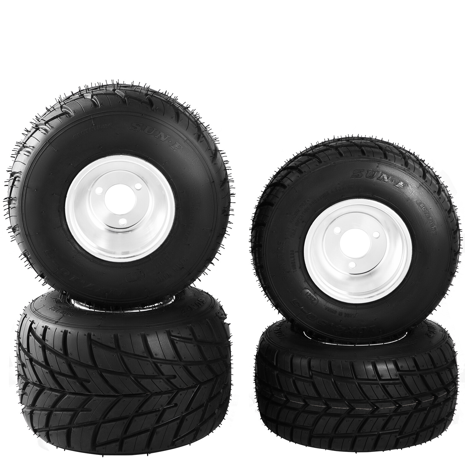 Go Kart Wheels Go Kart Rain Tires Set of 4 Rim & Tyre Durable 10X4.505