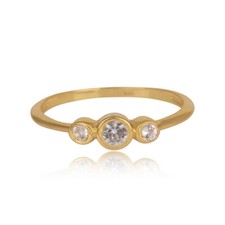 White Topaz Gemstone Yellow Gold Plated 925 Silver Women's Birthday Ring Jewelry