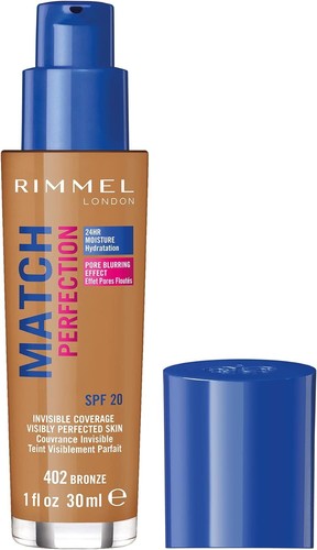 Rimmel Match Perfection Foundation SPF20 24H Moisture Pore Blur Invisible 30ml - Picture 14 of 19