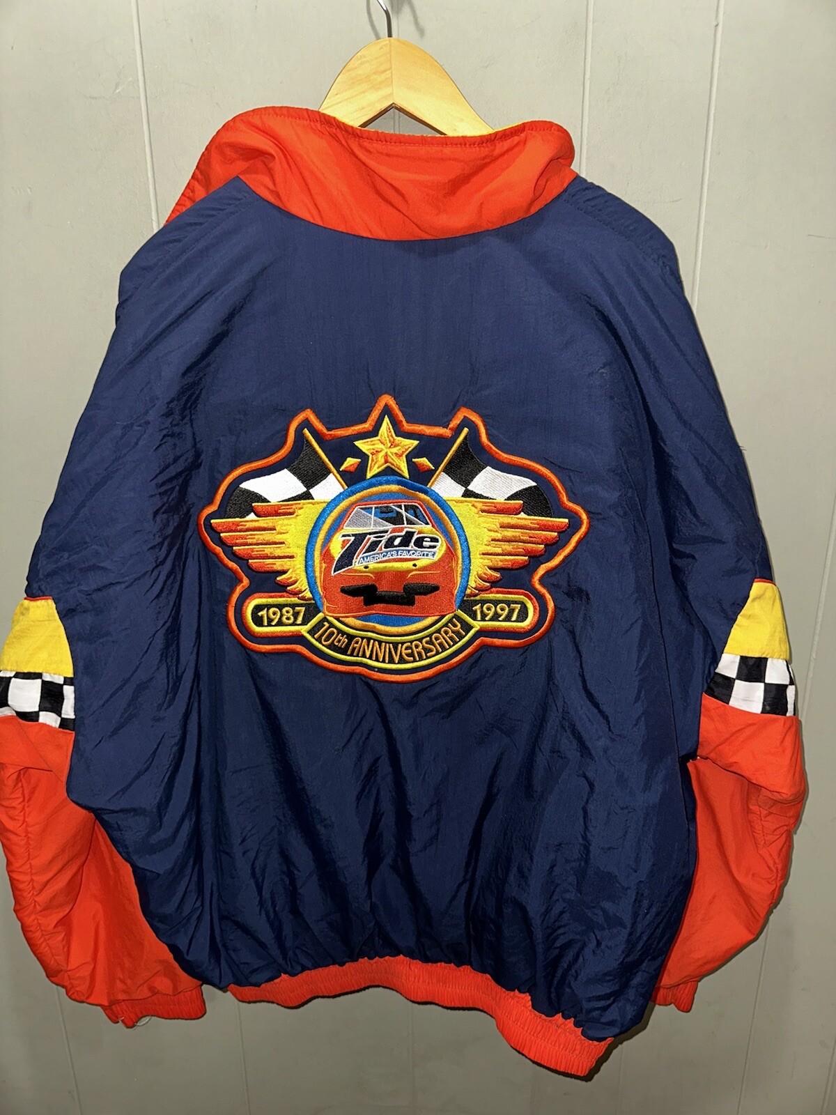 Tide Racing Jacket VTG 90s Nascar Tide Team Racing Jacket 10th Anniversary USA Made Sz XXL ...