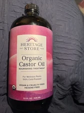 Heritage Store Castor Oil Organic 32 oz Liquid BBD 11/2026 …BB