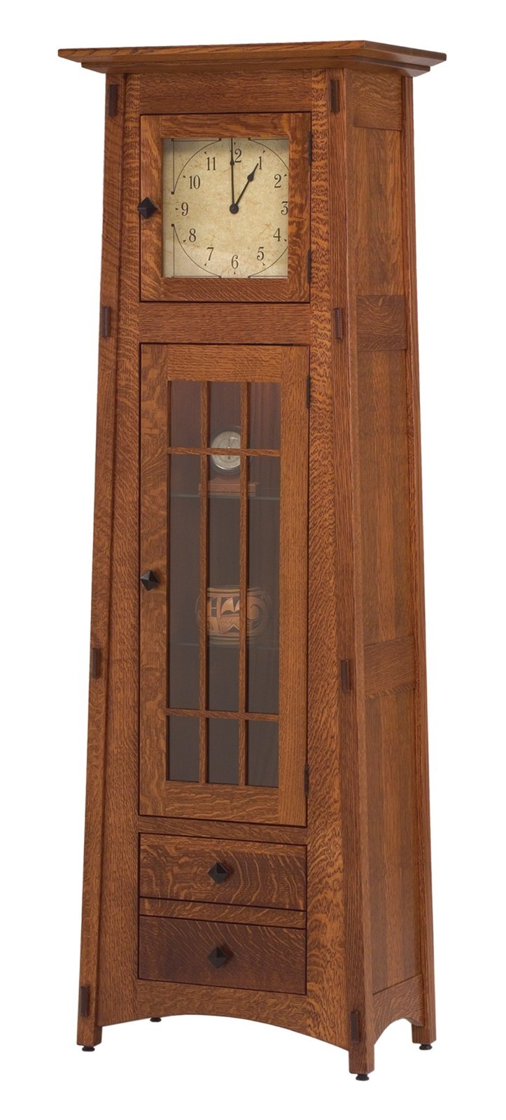 Amish Mission McCoy Floor Standing Clock Solid Wood Grandfather Curio Style