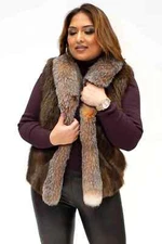 WOMEN'S NUTRIA Fur VEST Real CRYSTAL FOX fur border trim ALL SIZES PRE SALE