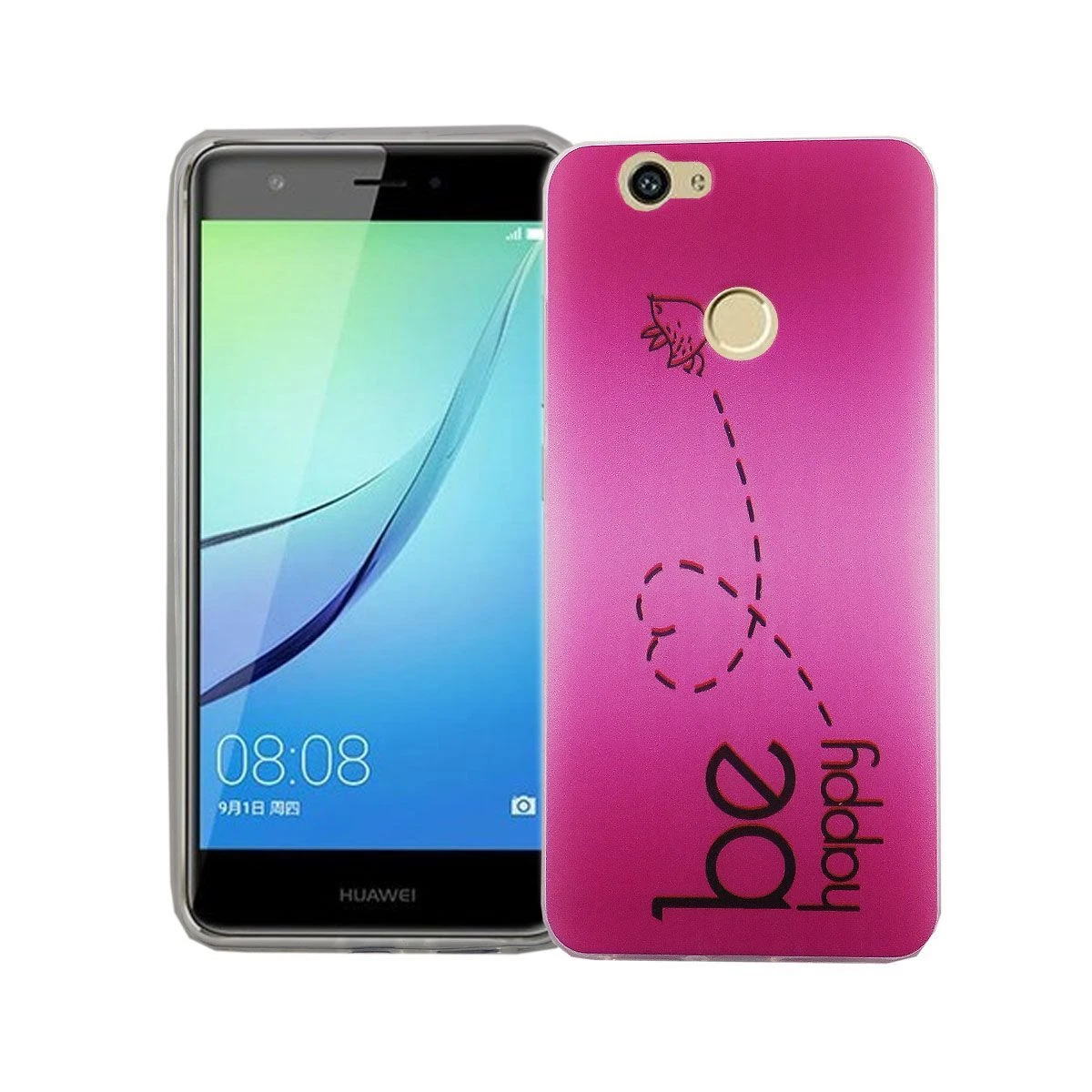 Cover In Silicone Per Huawei Nova Y71 Con Motivo Rosa E Cordino Incluso - Custodia Sottile Antiurto