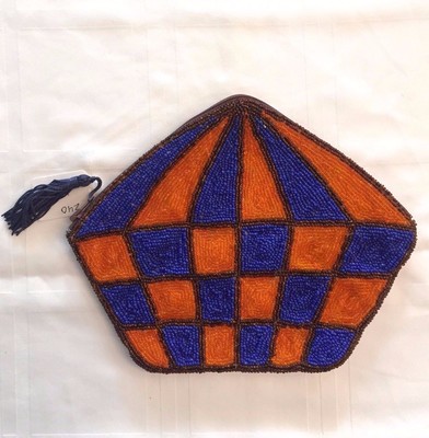 Hand Beaded Handbag Clutch Purse Boat Abstract Art NEW