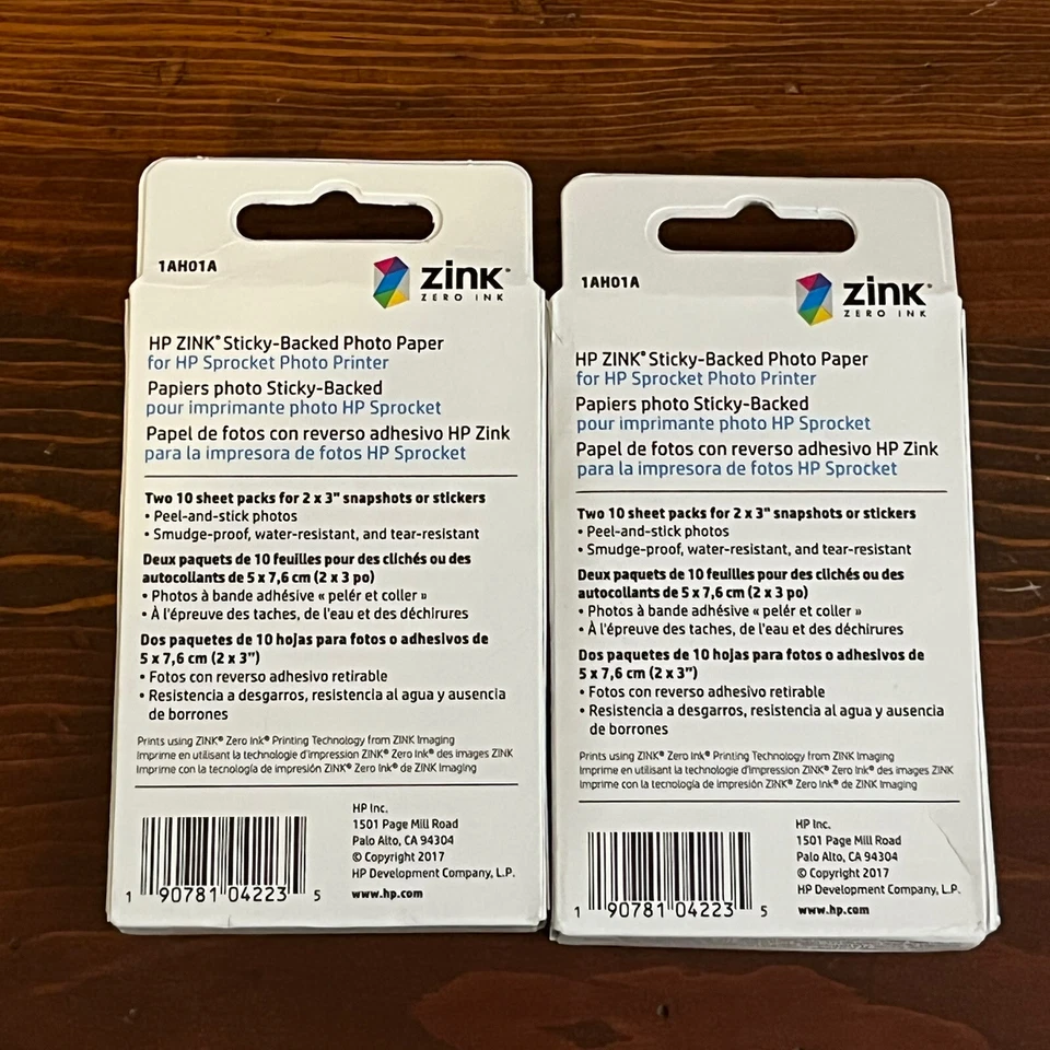 Lot Of (2) HP Zink 1AH01A Sticker Sticky Backed Photo Paper - 20 Sheet - Image 3 of 4