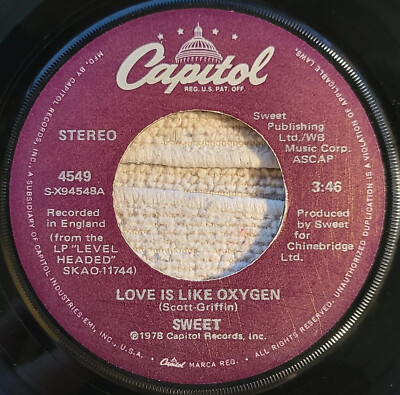 Sweet ''Love Is Like Oxygen / Cover Girl'' weak VG+