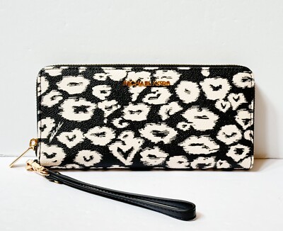 Michael Kors Jet Set Travel Large Continental Wallet Wristlet Black Multi 