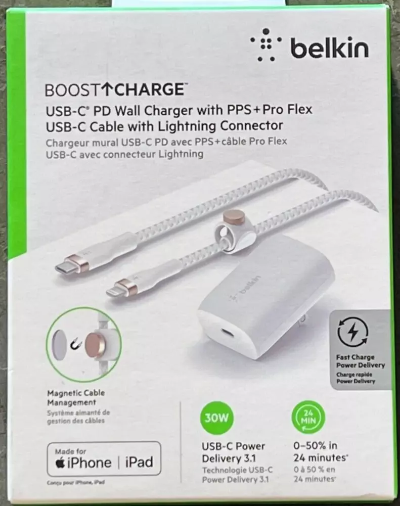 Belkin 30W Wall Charger USB-C to iPhone Bundle (Boost Charge 