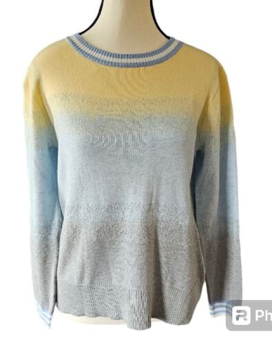 Alashan Migrating Stripe Cotton/Cashmere Blend Long Sleeve Sweater Size Medium - Afbeelding 1 van 9