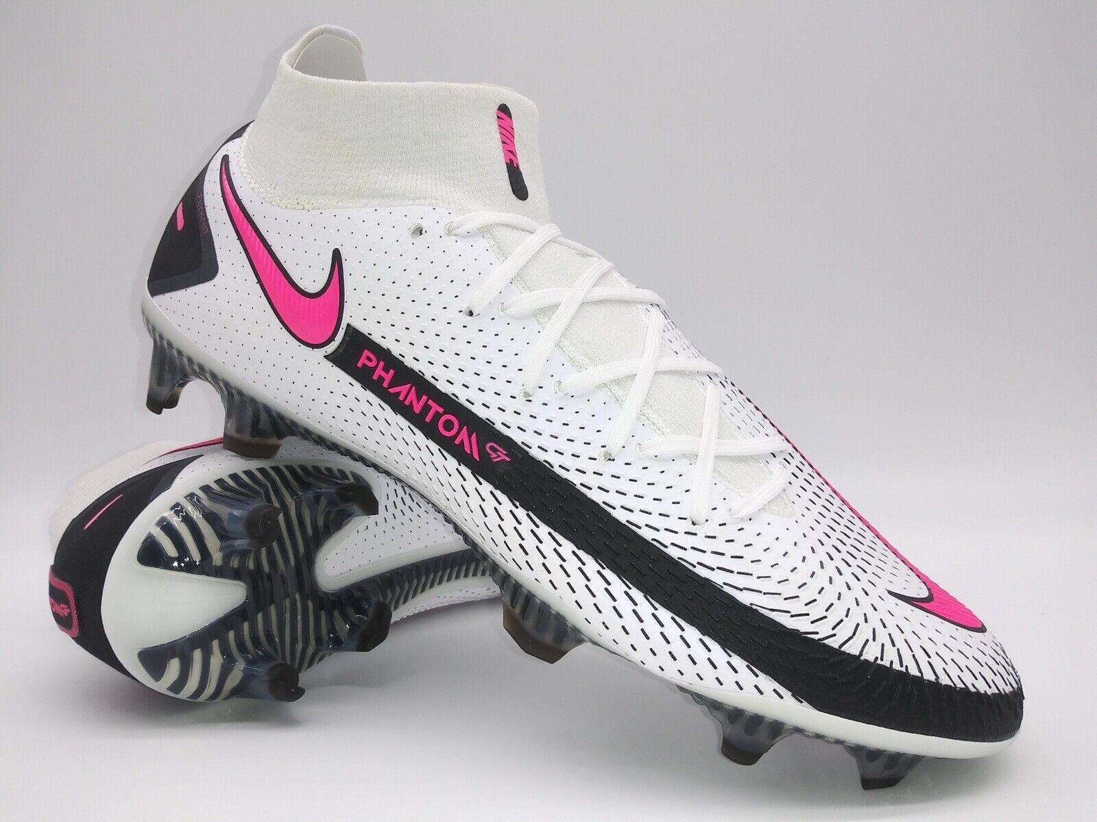 Nike Mens Rare Phantom GT Elite DF FG CW6589 160 White Pink Soccer Cleats