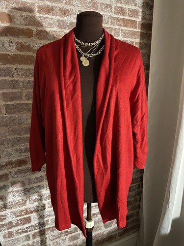 Lightweight Red Cardigan Sweater Open 