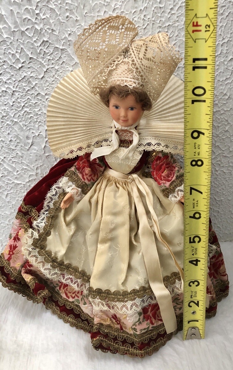 Vintage French Doll Le Minor Pont-Aven Red Velvet Dress Historic