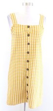 Madewell Yellow White Jacquard Button Front Mini Dress Size XS Gingham Summer