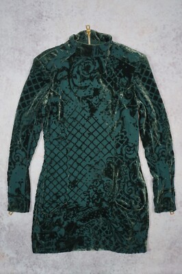 BALMAIN X H&M Velvet Green Dress Tunic Size 38 US8 US 8 Silk M