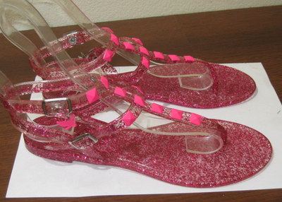 NEW  Pink Summer Beach Retro Ankle Strap Jellies Jelly  Sandal  WOMEN Size 7