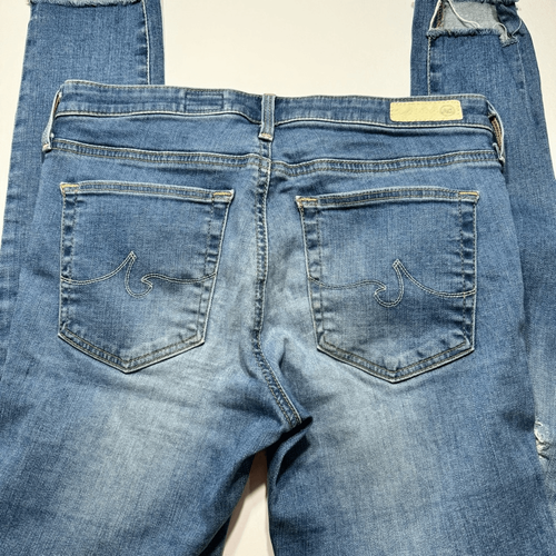 AG Adriano Goldschmied Midi Ankle Mid Rise Legging Ankle Distressed Jeans Sz 26R - Picture 9 of 13