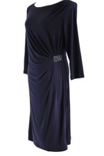 Chaps by Ralph Lauren Misses XS 2 Navy Blue Embellished Sheath Dress