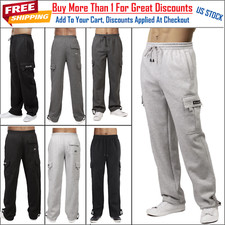 Joggers Cargo Pants Sweatpants Heavyweight Cotton Soft Fleece Liner W/ 5 Pockets