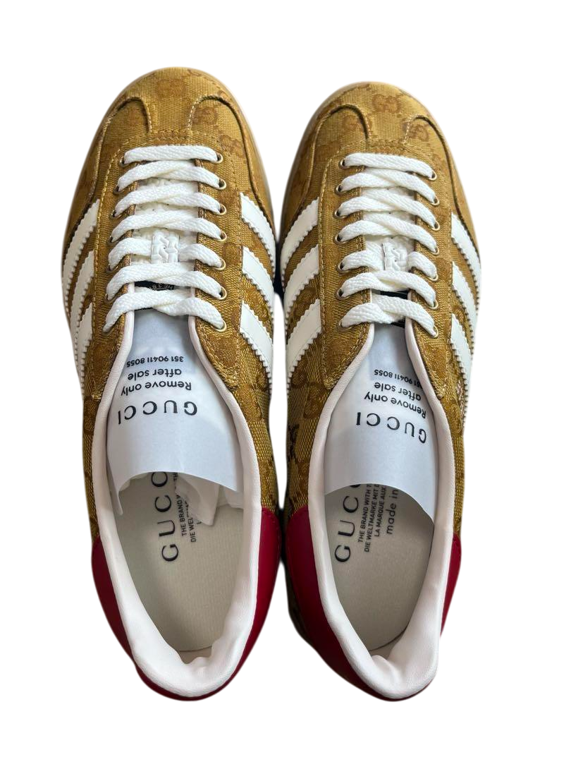 adidas × GUCCI Men's Gazelle Sneakers White & Brown & Red