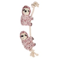 Flamingo Hundespielzeug Faultiere Mit Seil 8X5.5X40Cm Altrosa Squeaker
