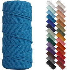 Lake Blue Macrame Cord 3mm x 109yards Cotton Rope Yarn Colored Craft