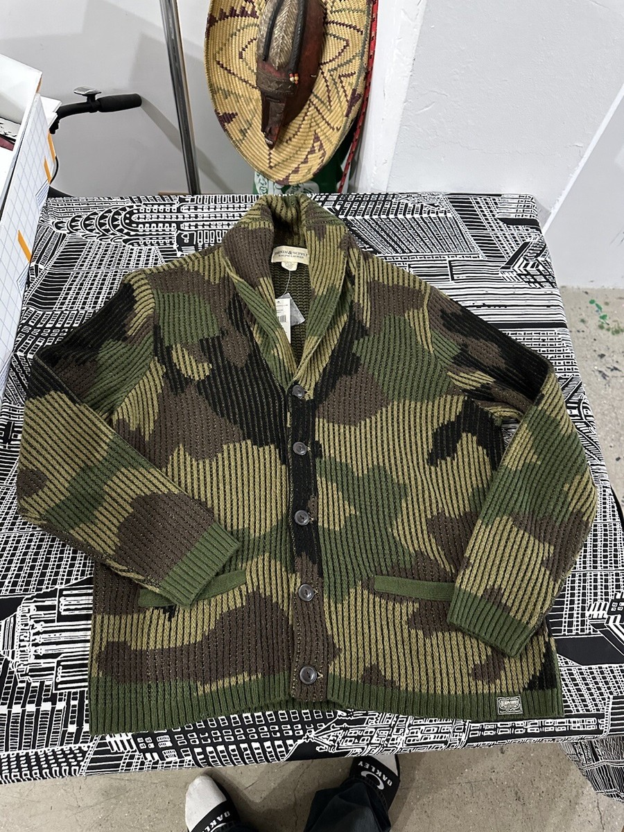 Denim Supply Ralph Lauren Shawl Cardigan Mens XL Green Camo