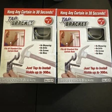 Silver Tap Bracket Easy Install No Drill Curtain Rod Brackets Set of 4