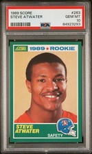 1989 SCORE #263 STEVE ATWATER PSA 10 GEM MINT ROOKIE RC HOF DENVER BRONCOS