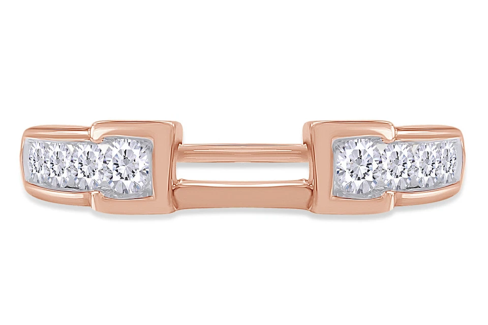 Anillo de compromiso envolvente potenciador de diamantes redondos naturales de 1/2 quilate de oro rosa macizo de 14 k Foto 3 de 4